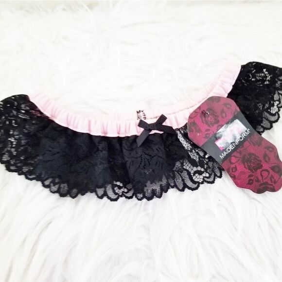 Garder blush pink elastic with black lace - Picture 1 of 6